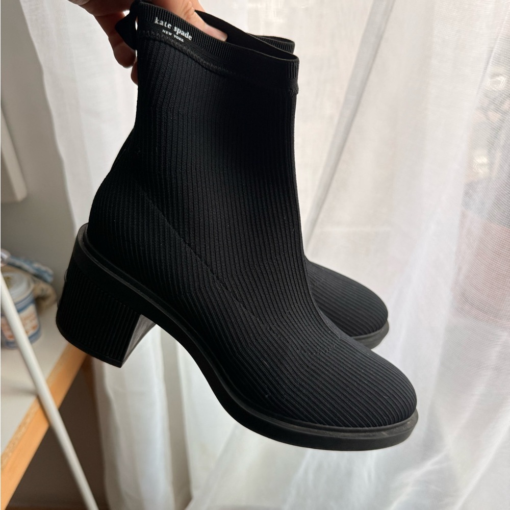 Kate Spade Black Ribbed Ankle Booties